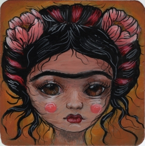 Golden Frida4 in. x 4 in. Acrylic on Cardboard Coaster