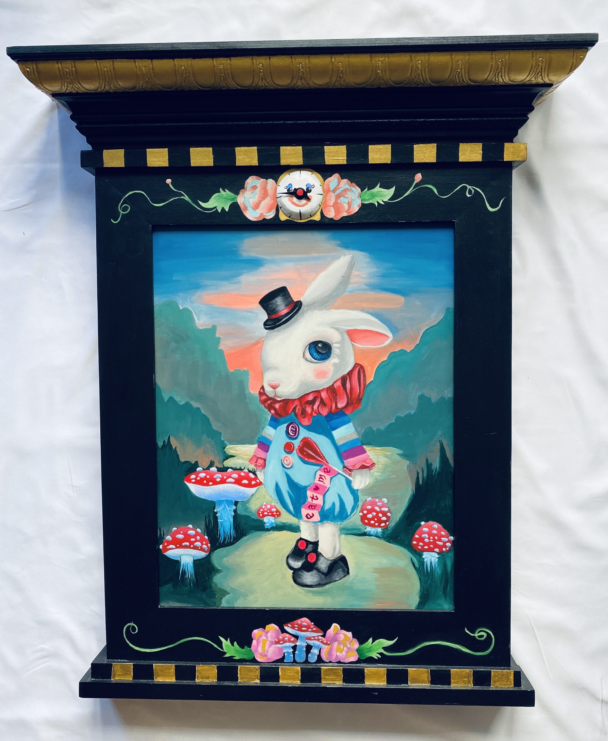 The White Rabbit28 in. x 23.5 in.Acrylic on Wood Panel in a Tabernacle Frame