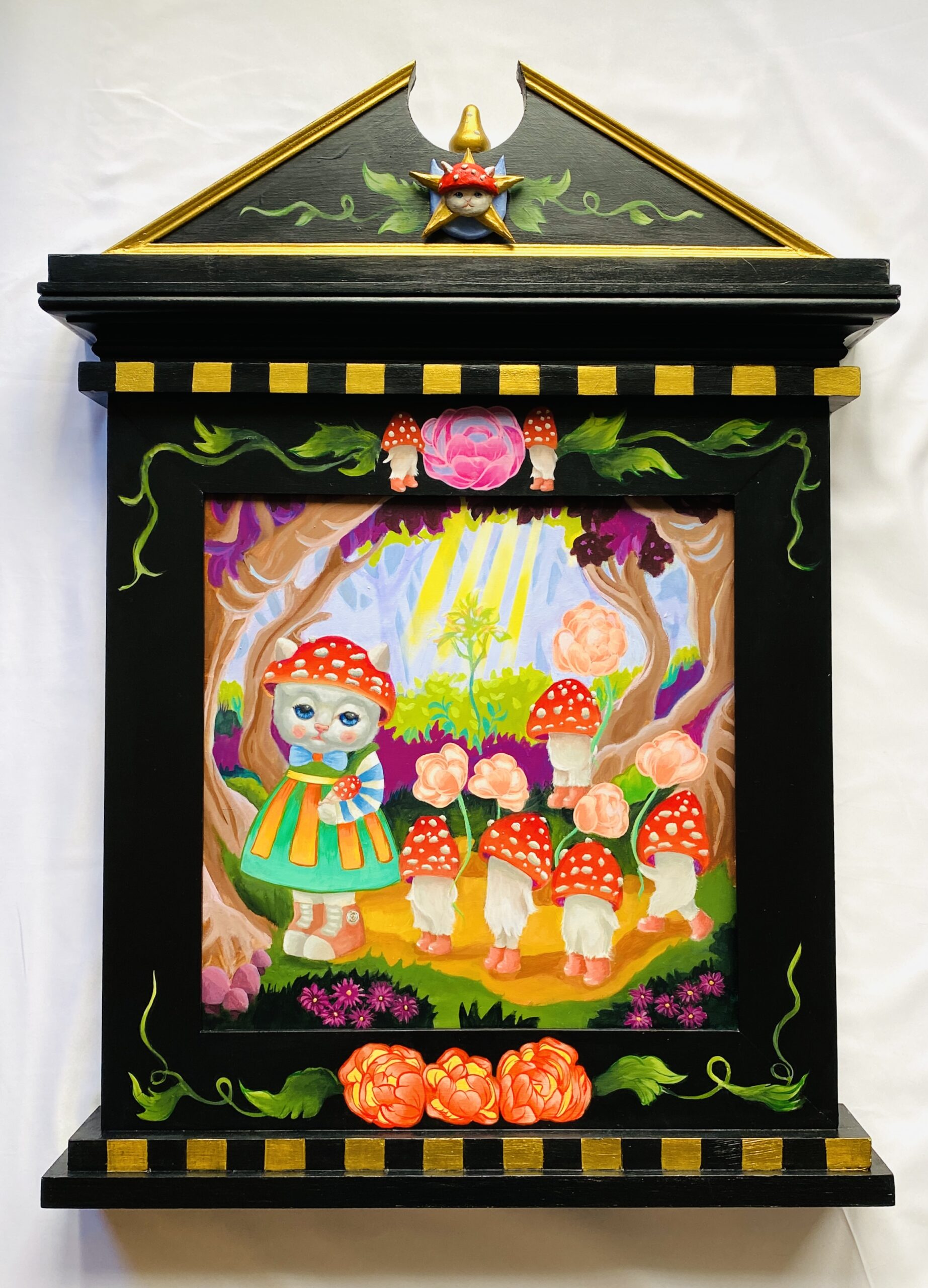 The Mushroom Army21 in. x 29 in.,Acrylic on Wood Panel in a Tabernacle Frame